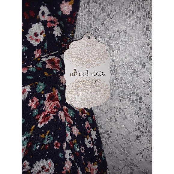 NWT Sz S Altar'd State Navy Blue Multicolor Paisley Print Wrap Dress - Picture 7 of 9